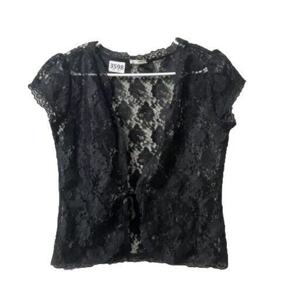Old Navy Lace Bolero Jacket Women M Short Sleeve Shrug Cardigan Fairy Witchy Y2K - Picture 1 of 6